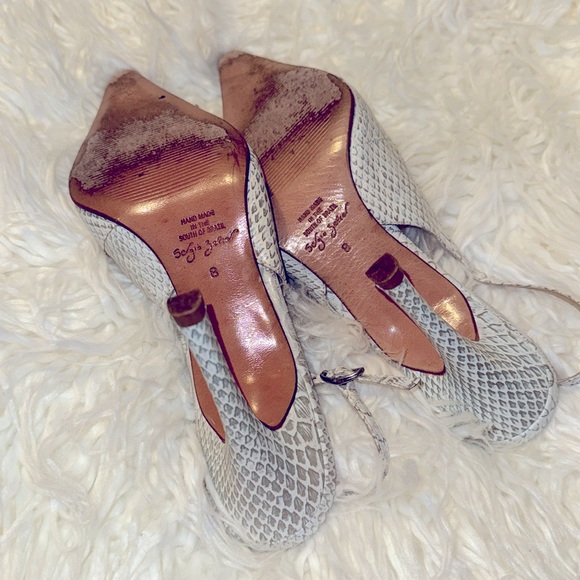 Sergio Zelcer Leather Pointed-Toe High Heel Slingback Pumps Size 8 - Picture 4 of 7